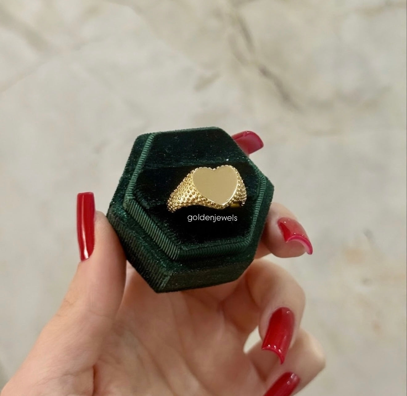 Anello Cuore Inciso - Golden Jewels