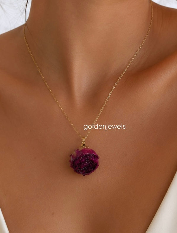 Collana Rosa realistica - Golden Jewels