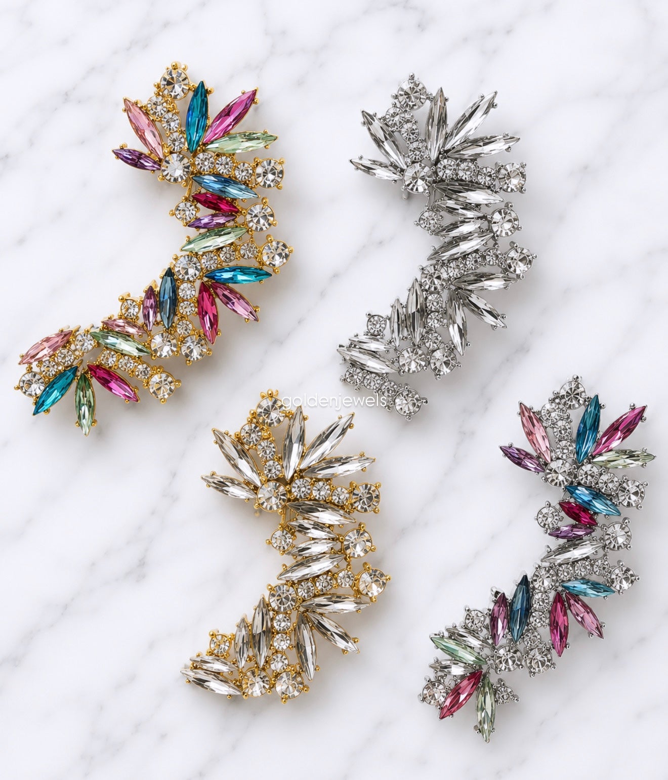 Earcuff Crystal - Golden Jewels
