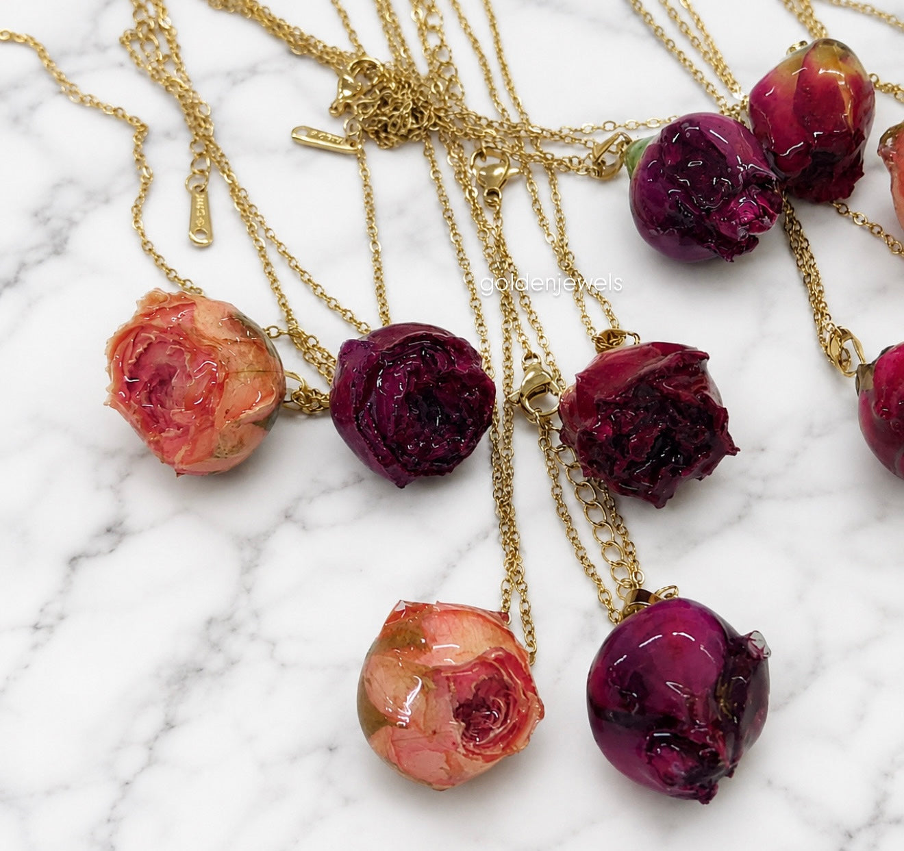 Collana Rosa realistica - Golden Jewels